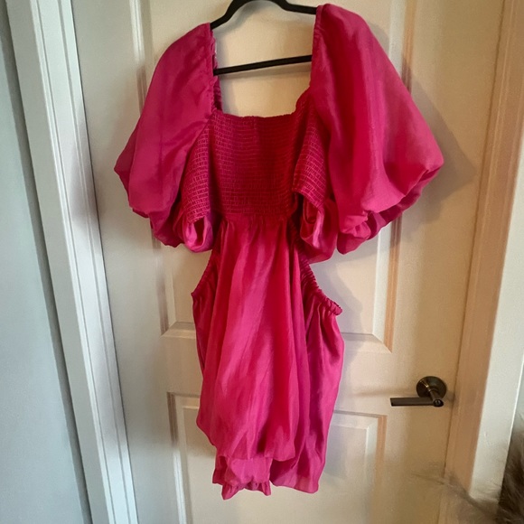 Target’s a new day Hot Pink Organza Puff Sleeve with Side Cut Outs Aline - Picture 6 of 8